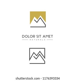 Simple elegant mountains logo for branding identity. Vector image.
