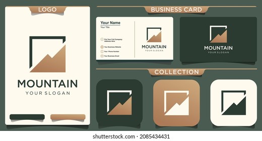 Simple elegant mountains logo for branding identity.