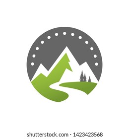 Simple and elegant mountains logo design. Vector image.
