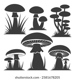 A simple and elegant mushroom silhouette, symbolizing nature, growth, and woodland charm.