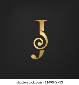 Simple elegant music logo for branding identity. Letter 'J' as a key signature. Vector image.
