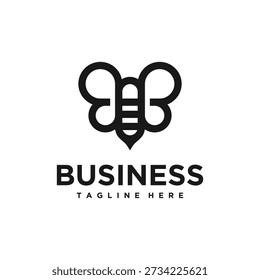 Simple Elegant Nature Butterfly Bee Logo