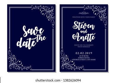 Simple Elegant Navy Wedding Invitation