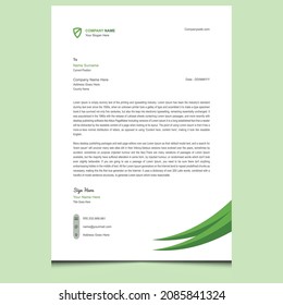 Sencilla y elegante nueva plantilla minimalista de membrete moderno. Resumen Profesional fresco y creativo diseño de membrete empresarial con colores verdes.