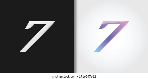 simple elegant number 7 logo set idea template vector