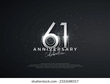 Números simples y elegantes. Celebración del 61° aniversario. Vector premium para afiches, banner, saludo de celebración.