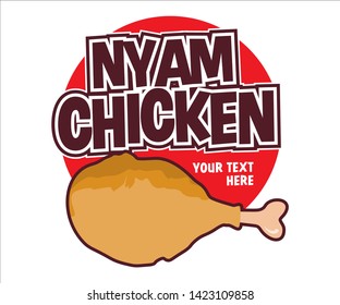 Simple &  Elegant, nyam chicken and chili logo for chicken food