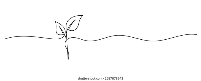 A simple and elegant one-line drawing of a young tree, representing development, resilience, and environmental harmony.