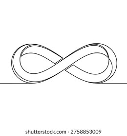 Simple elegant outline of number eight on its side. loop knot. endless loop. continuous line. mathematical symbol.
