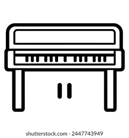 Simple and elegant outline vector icon depicting a piano keyboard, perfect for various graphic design applications.