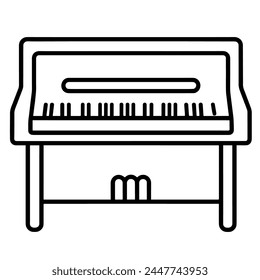 Simple and elegant outline vector icon depicting a piano keyboard, perfect for various graphic design applications.