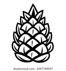 Simple and elegant outline vector icon depicting a pinecone, suitable for various graphic design applications.