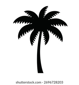 Una palmera simple y elegante representada en un llamativo estilo de silueta negra.