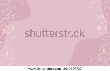 Simple and elegant pastel pink abstract background with flowers and leaves