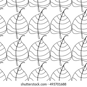 Simple elegant pattern with leaves drawn in thin lines in black. Seamless vector texture for web, print, wallpaper, wrapping paper, fall fashion decor, card invitation or website background