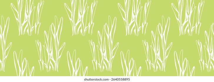 Simple, elegant pattern of stylized grass on a soft green background. Perfect for textile design, wallpaper, website backgrounds, or packaging.  Evokes feelings of freshness, growth, and nature.