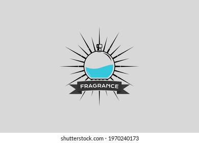 Simple and elegant perfume logo design with perfume bottle illustration
