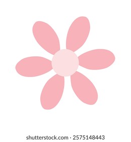 A simple and elegant pink flower illustration with soft petals and a minimalist design, perfect for modern and aesthetic projects on a clean white background