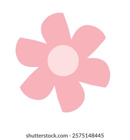 A simple and elegant pink flower illustration with soft petals and a minimalist design, perfect for modern and aesthetic projects on a clean white background