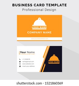 Simple elegant professional business card for cook and chef. Contain logo illustration of chef's hat and kitchen material. Name card vector for personal, company, startup, and restaurant owner.