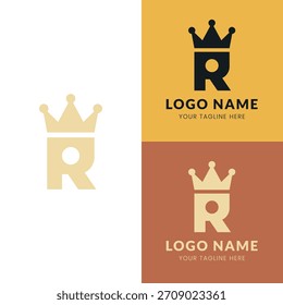 Logotipo simples elegante da coroa da letra R