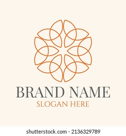 plantilla simple y elegante de logotipo de línea de círculo radial vectorial para empresas de negocios y medios cosméticos o creativos de belleza