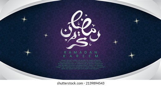 Simple and elegant ramadan greeting vector design in blue, suitable for banners, social media, greetings and others with the theme of Ramadan