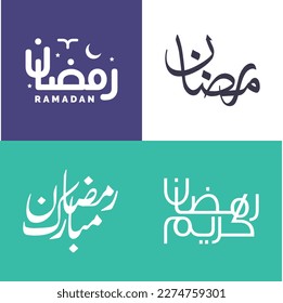 Simple and Elegant Ramadan Kareem Calligraphy Pack in Arabic Script for Muslim Festivities.