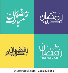 Simple and Elegant Ramadan Kareem Calligraphy Pack in Arabic Script.