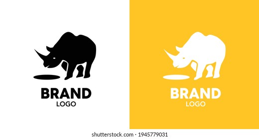 Simple and elegant rhino illustration logo