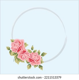 Simple elegant romantic wreath roses floral design background card print vector illustration