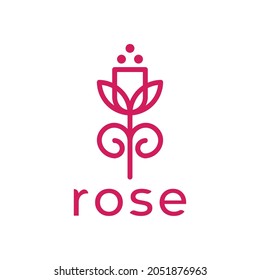 Simple Elegant Rose Flower Outline Logo Stock Vector (Royalty Free ...