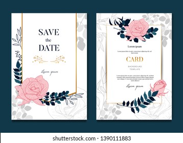 Simple Elegant Rose Wedding Frames Card and Invitation