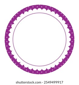 Simple Elegant Rounded Blank Plain Purple and White Dotted Border With Lace Elements Design