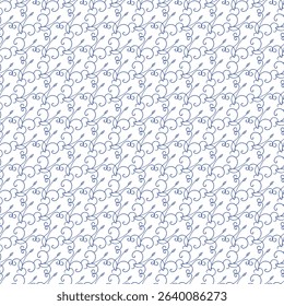 Simple and elegant seamless pattern featuring blue floral motifs on a clear white background, perfect for textile design, wallpapers, or decorative elements.