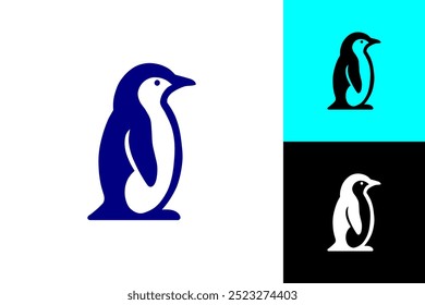 A simple and elegant side view penguin logo design, creating a sleek and professi