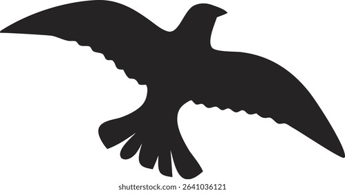 Simple, elegant silhouette of a bird in mid-flight.