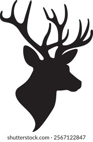 A simple, elegant silhouette of a deer head and antlers.