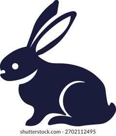 Uma silhueta simples e elegante de um coelho, perfeito para logotipos, ícones, ou qualquer projeto de design. Isolado em um fundo branco. Ilustração vetorial. Use para designs de páscoa.