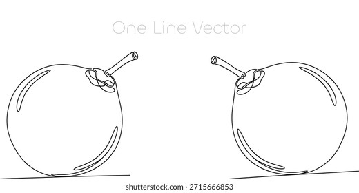 Simple and elegant single line art drawing of a ripe plum or grape. Perfect for health, nutrition, or organic food branding. Clean, modern, and easily scalable graphic element. Vector illustration