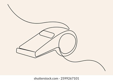 A simple, elegant single line drawing of a sports referee's whistle
