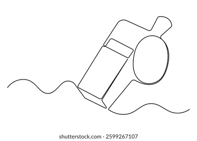 A simple, elegant single line drawing of a sports referee's whistle
