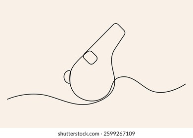 A simple, elegant single line drawing of a sports referee's whistle
