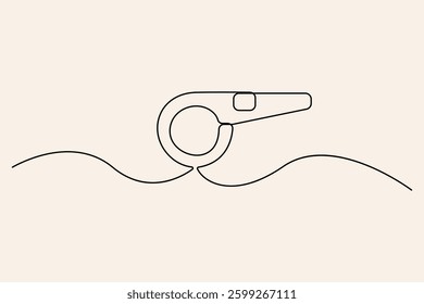 A simple, elegant single line drawing of a sports referee's whistle
