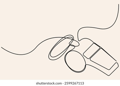 A simple, elegant single line drawing of a sports referee's whistle

