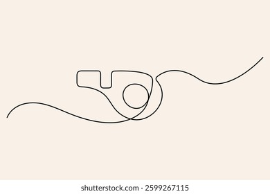 A simple, elegant single line drawing of a sports referee's whistle
