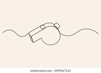 A simple, elegant single line drawing of a sports referee's whistle
