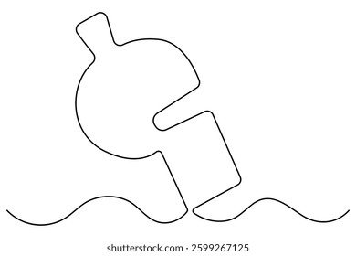 A simple, elegant single line drawing of a sports referee's whistle
