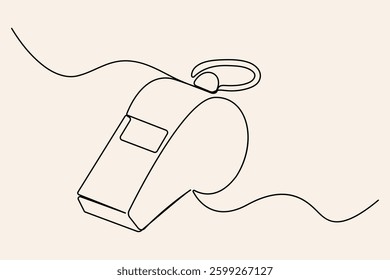 A simple, elegant single line drawing of a sports referee's whistle
