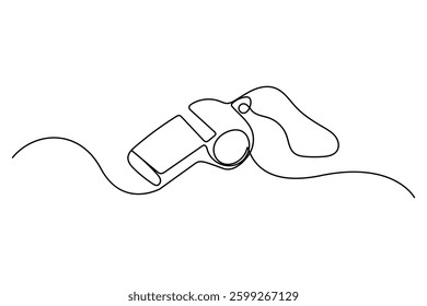 A simple, elegant single line drawing of a sports referee's whistle
